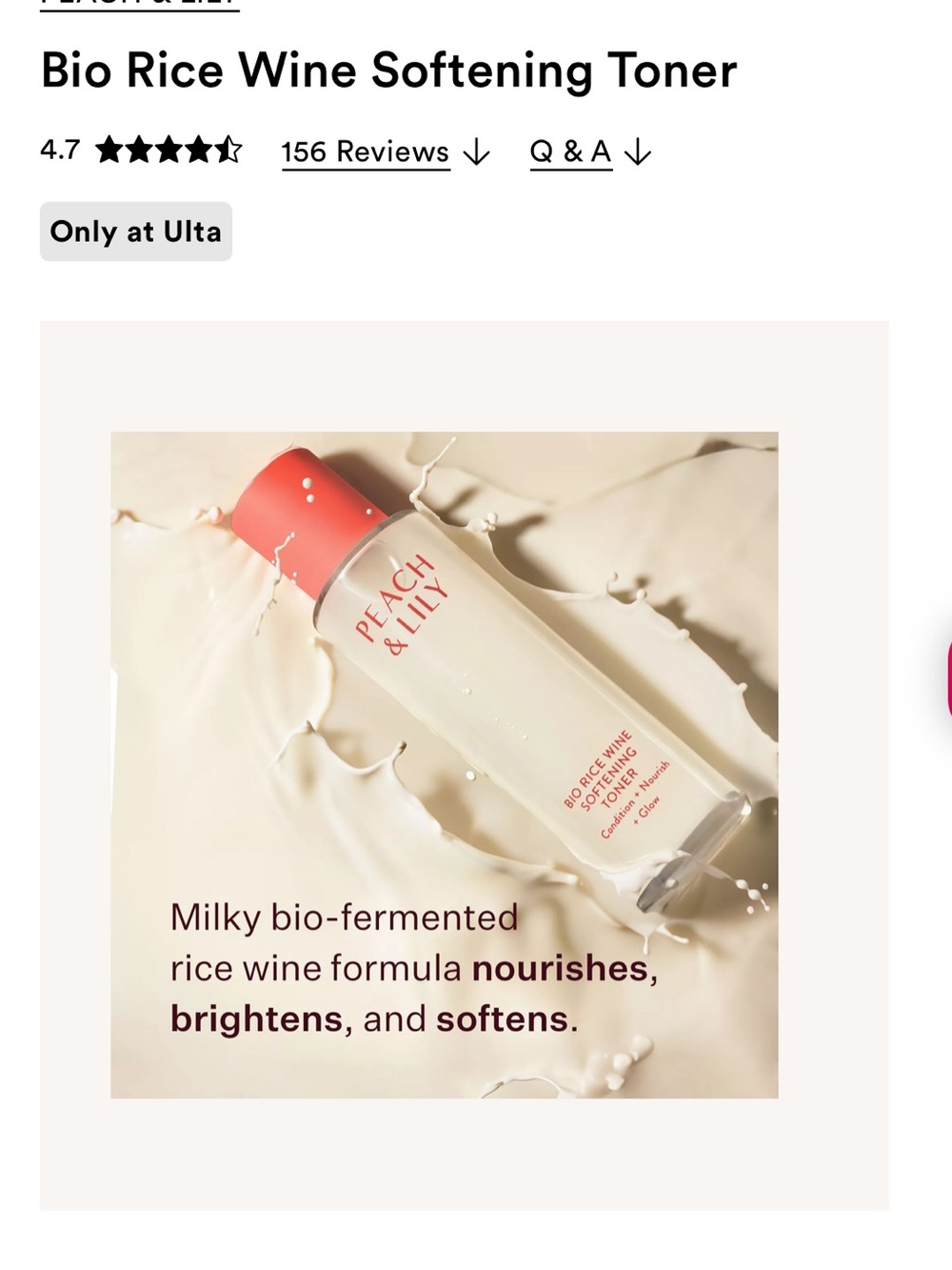 NEW IN BOX Peach & Lily Bio Rice Wine Softening Toner - Picture 3 of 6